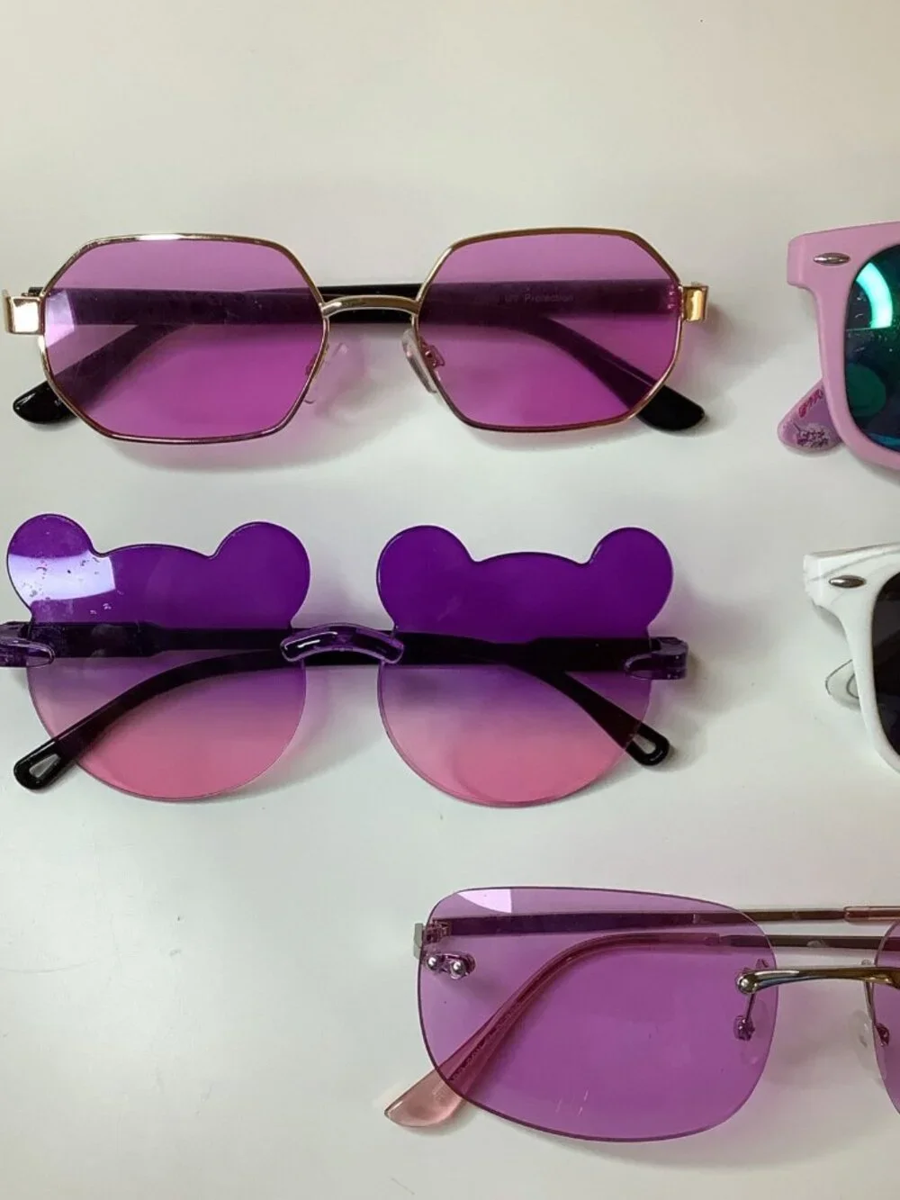 Girls Sunglasses Bundle Of 5pairs Pink, Purple And White, Cute Lot. Used
